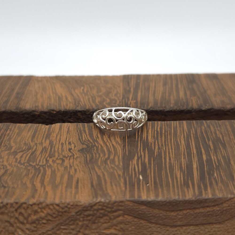 Size 10.25 Sterling Silver Filigree Pattern Ring A987